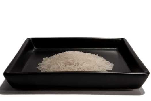 Rice on a black plate