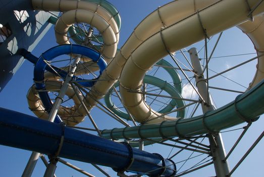 Spiral-shaped architecture captures the eye, not only through the water amusement parks, but also aesthetically