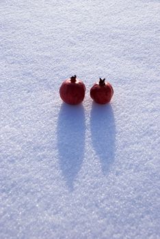 Snow and southern fruits - red and white contrast