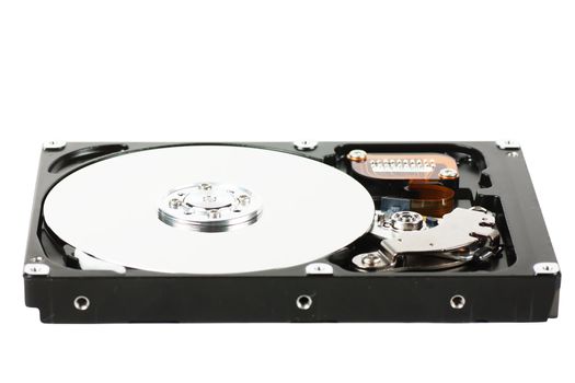 Computer component hard drive isolated over white