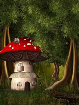 a dwarf house hidden in the forest