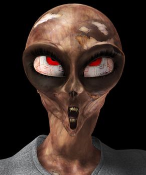 A mix of a zombie, alien and Vampire for Halloween.