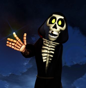 The Grim reaper of death in cartoon form.