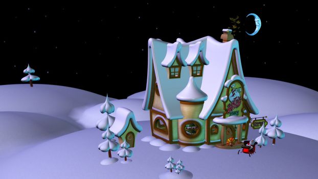 Santa Claus is asleep in his sleigh
