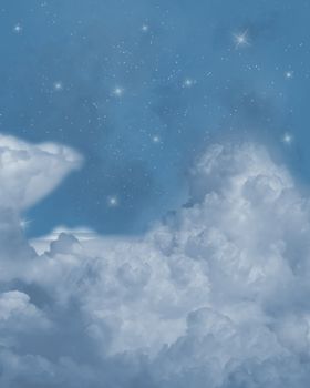 a dreamy night sky covered by clouds