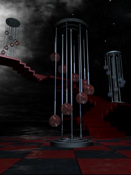 a surreal dream in a dark night