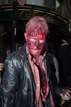 London - October 8: People Attending The Annual Zombie Walk London October 8th, 2011 in London, England.
