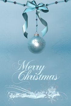 a Christmas background with a Christmasball and pearls
