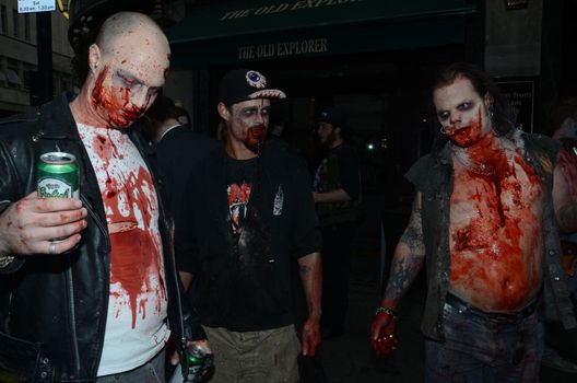 London - October 8: People Attending The Annual Zombie Walk London October 8th, 2011 in London, England.