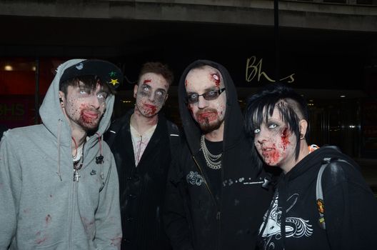 London - October 8: People Attending The Annual Zombie Walk London October 8th, 2011 in London, England.