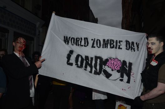 London - October 8: People Attending The Annual Zombie Walk London October 8th, 2011 in London, England.