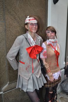 London - October 8: People Attending The Annual Zombie Walk London October 8th, 2011 in London, England.