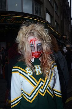 London - October 8: People Attending The Annual Zombie Walk London October 8th, 2011 in London, England.