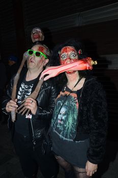 London - October 8: People Attending The Annual Zombie Walk London October 8th, 2011 in London, England.