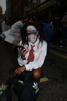 London - October 8: People Attending The Annual Zombie Walk London October 8th, 2011 in London, England.
