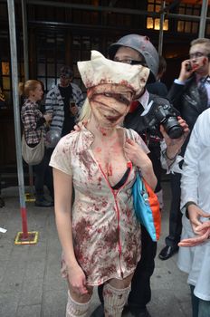 London - October 8: People Attending The Annual Zombie Walk London October 8th, 2011 in London, England.