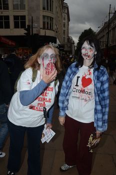 London - October 8: People Attending The Annual Zombie Walk London October 8th, 2011 in London, England.