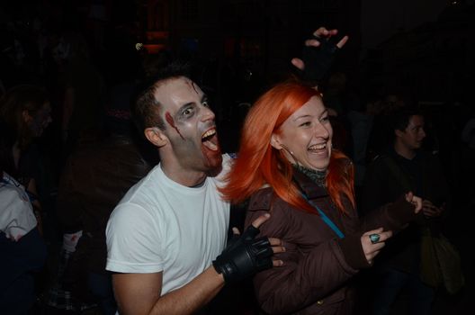 London - October 8: People Attending The Annual Zombie Walk London October 8th, 2011 in London, England.