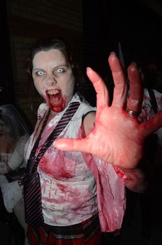 London - October 8: People Attending The Annual Zombie Walk London October 8th, 2011 in London, England.