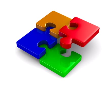 Puzzle on white background. Isolated 3D image