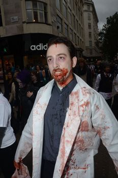 London - October 8: People Attending The Annual Zombie Walk London October 8th, 2011 in London, England.