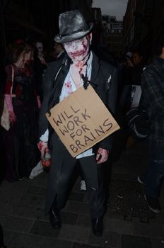 London - October 8: People Attending The Annual Zombie Walk London October 8th, 2011 in London, England.