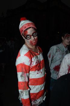 London - October 8: People Attending The Annual Zombie Walk London October 8th, 2011 in London, England.