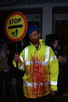 London - October 8: People Attending The Annual Zombie Walk London October 8th, 2011 in London, England.