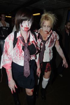 London - October 8: People Attending The Annual Zombie Walk London October 8th, 2011 in London, England.