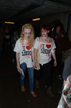 London - October 8: People Attending The Annual Zombie Walk London October 8th, 2011 in London, England.