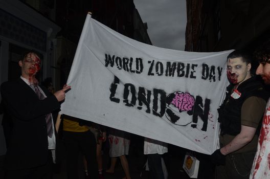 London - October 8: People Attending The Annual Zombie Walk London October 8th, 2011 in London, England.