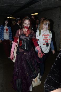 London - October 8: People Attending The Annual Zombie Walk London October 8th, 2011 in London, England.