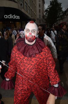 London - October 8: People Attending The Annual Zombie Walk London October 8th, 2011 in London, England.