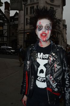London - October 8: People Attending The Annual Zombie Walk London October 8th, 2011 in London, England.