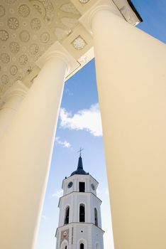 Vilnius cathedral fragment with columns and campanile