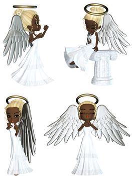 sweet angels with halo - isolated on white