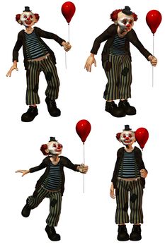 a funny clown in the show with a balloon - isolated on white