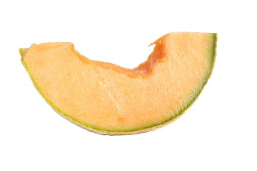 slice of Fresh cut cantalope melon isolated on a white background