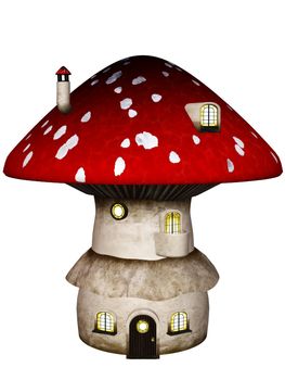 a little Mushroom House - isolated on white