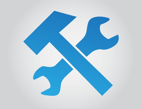 Wrench and hammer vector illustration on grandient gray background. 