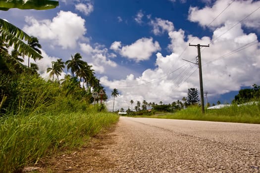 A road on the island of Tongatapu in the pacific