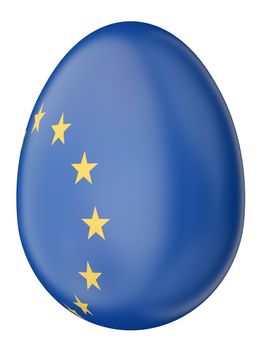 EU flag inspired Easter egg. 3D render.