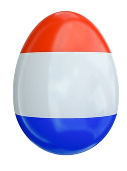 Easter egg with a flag of The Netherlands. 3D render.