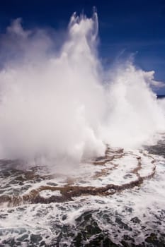 The blowholes put on a spectacular display at Houma on the western side of Tongatapu Island in the Pacific.