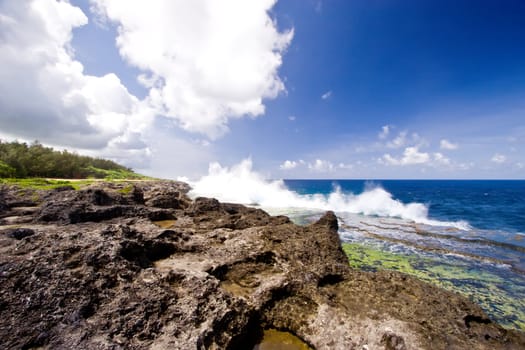 The blowholes put on a spectacular display at Houma on the western side of Tongatapu Island in the Pacific.