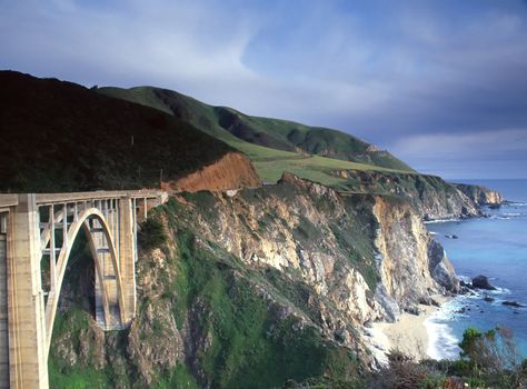 Big Sur is a sparsely populated region of the central California, United States coast where the Santa Lucia Mountains rise abruptly from the Pacific Ocean.