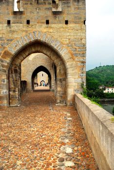Medieval Valentre bridge in Carhors in southwest France