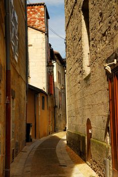Narrow medieval street in town of Perigueux, Perigord, France