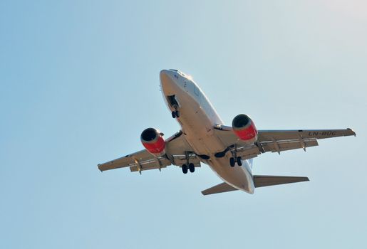 Airliner coming in for landing at gardermoen airport