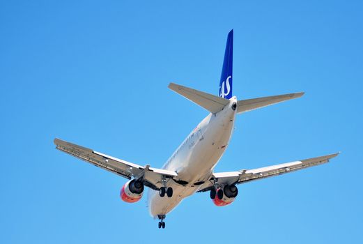 Airliner coming in for landing at gardermoen airport